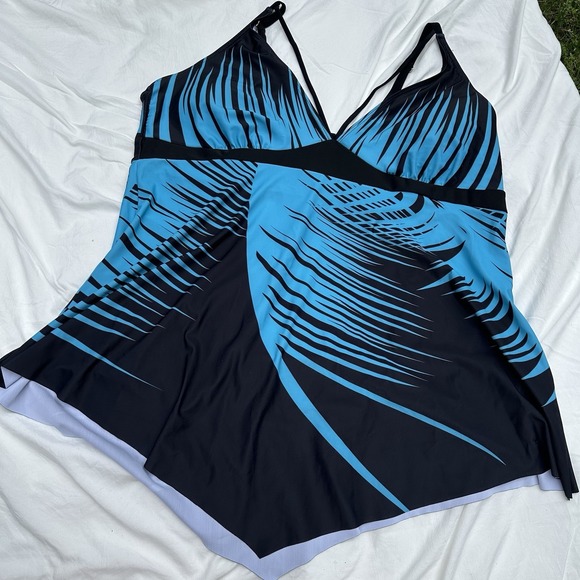 Aqestyerly Women Plus Sz 8XL Textured Scalloped Tankini Swimsuit Bikini Swimmear - Picture 1 of 6